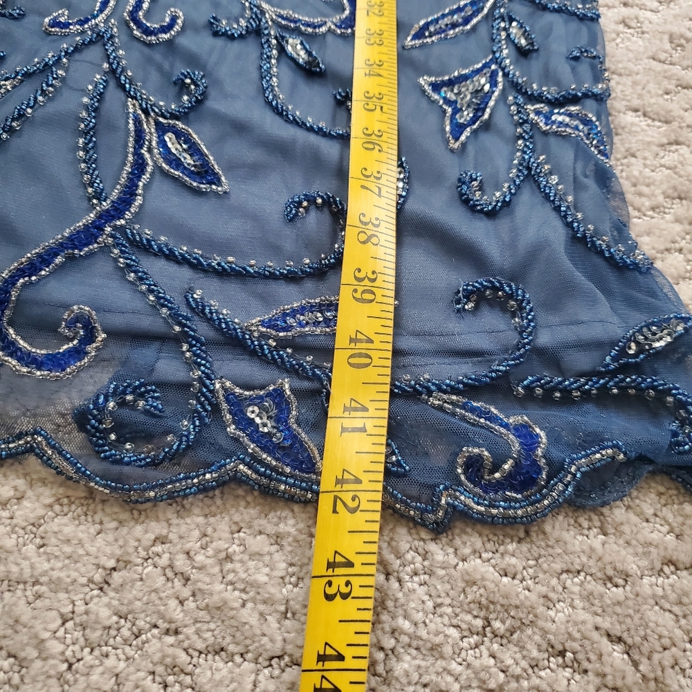 Pisarro Nights Blue Beaded Midi Dress - Picture 10 of 11